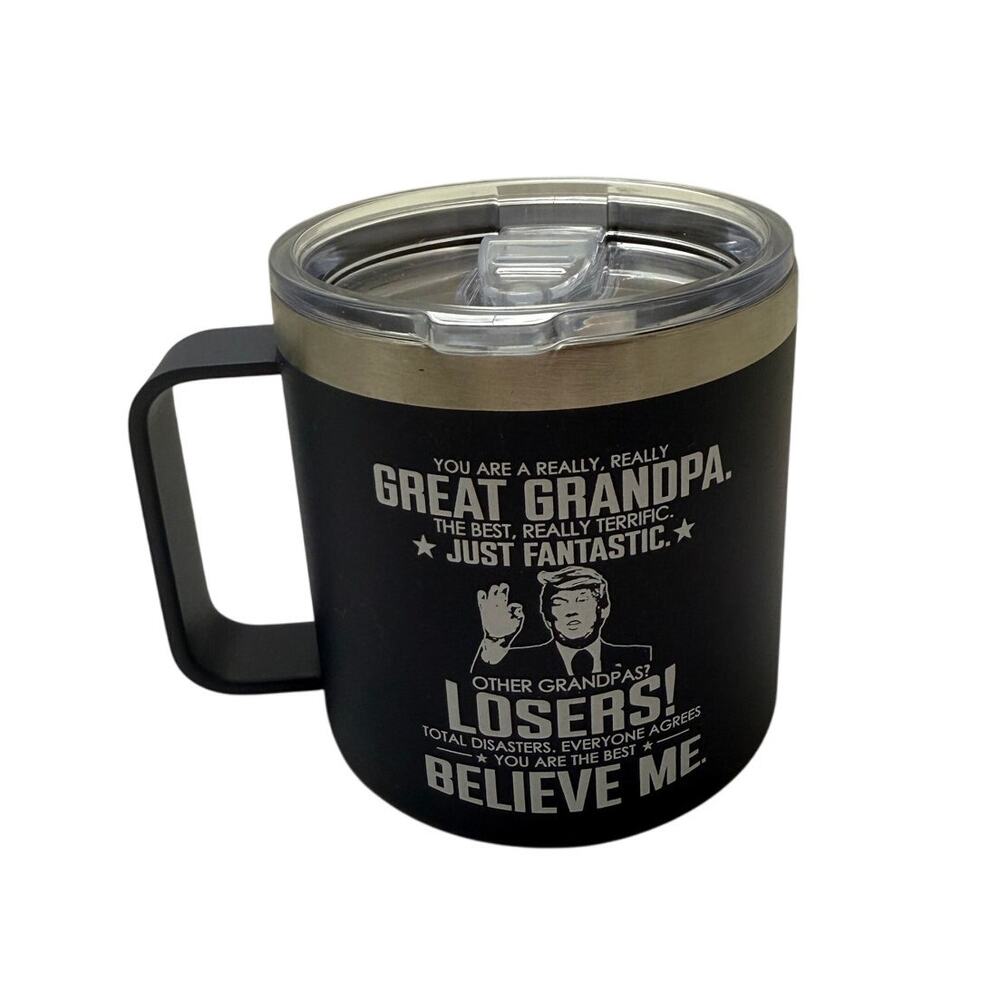 NWOB Trump Grandpa Just Fantastic Navy Insulated Lid that Slides Close Cup